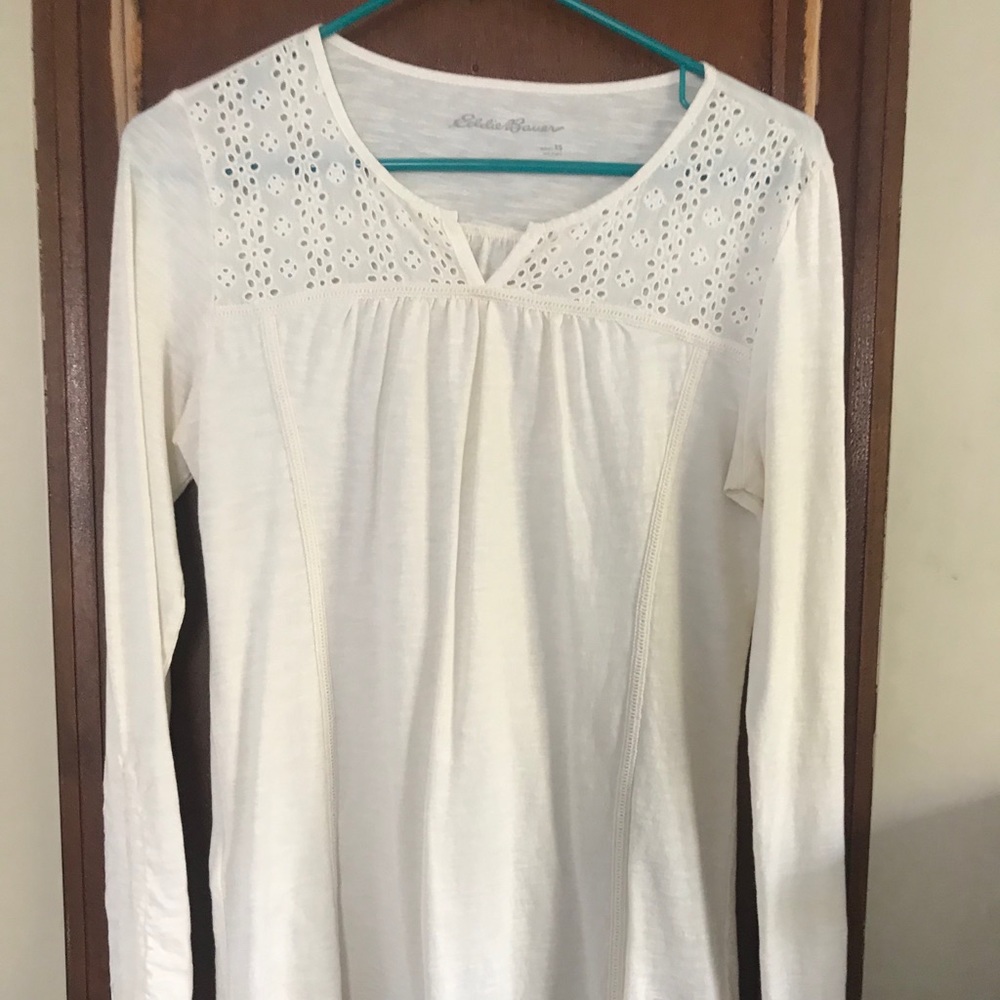 Cream long sleeve shirt